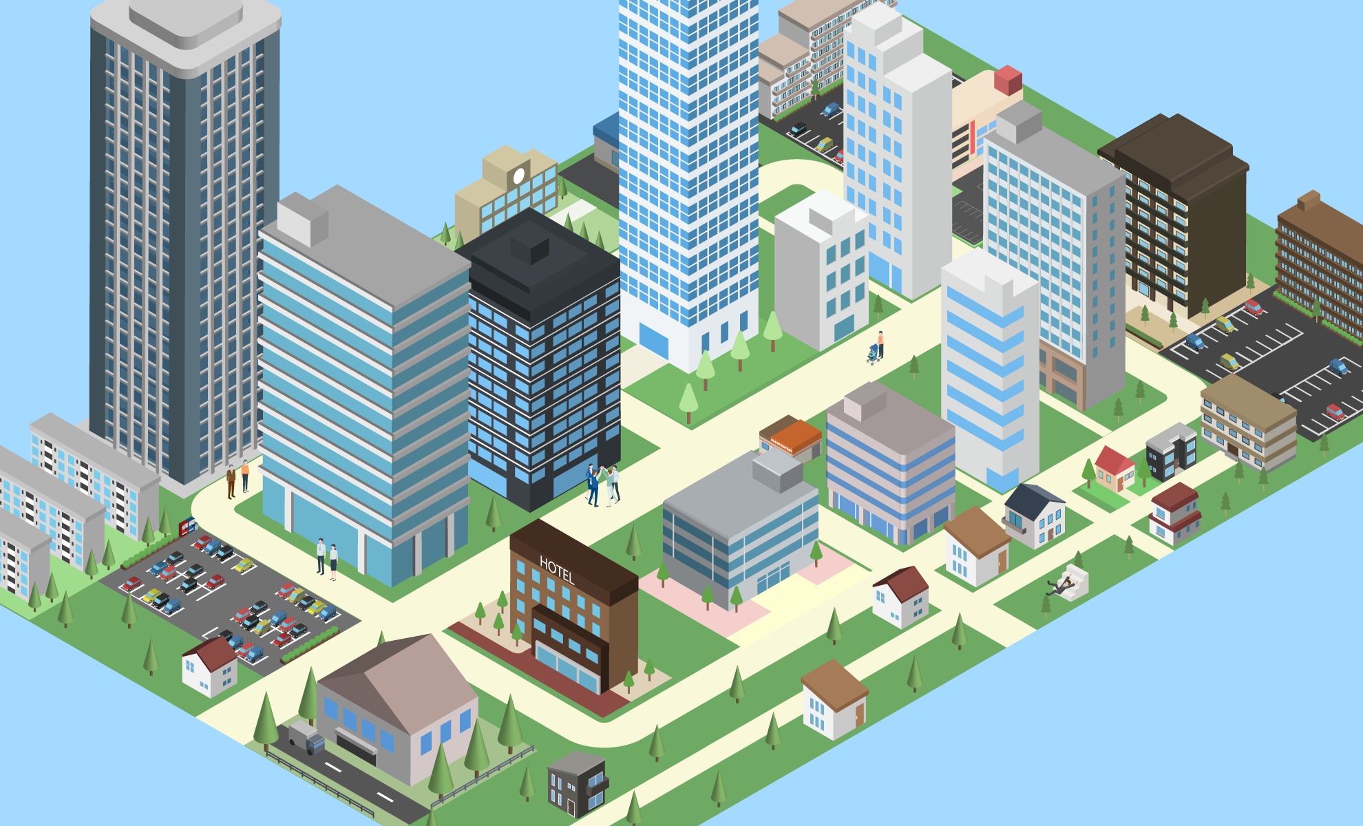 街中のイラスト背景